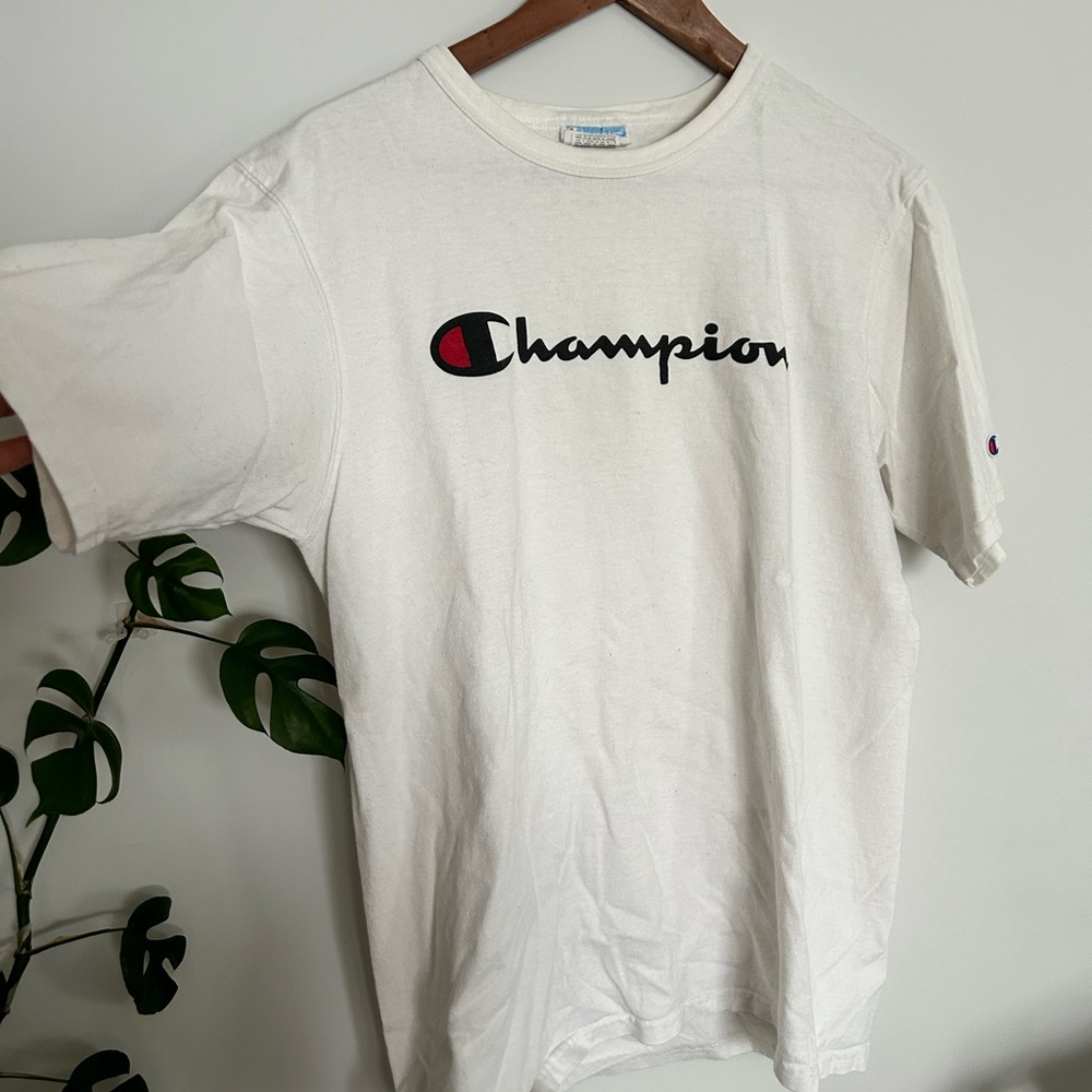 Champion White Short Sleeve Tee Classic Cotton